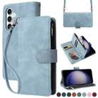 For Samsung Galaxy S23 FE 5G Crossbody Multi-card Slot Wallet Zipper Leather Phone Case(Light Blue) - 1