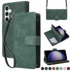 For Samsung Galaxy S23 FE 5G Crossbody Multi-card Slot Wallet Zipper Leather Phone Case(Green) - 1