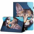 For Samsung Galaxy Tab A7 Lite T220 Painted Pattern Stitching Leather Tablet Case(Blue Cat) - 1