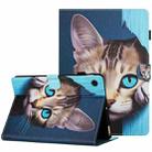 For Samsung Galaxy Tab A9+ Painted Pattern Stitching Smart Leather Tablet Case(Blue Cat) - 1