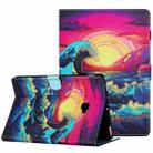 For Samsung Galaxy Tab A 10.1 T580 Painted Pattern Stitching Smart Leather Tablet Case(Waves) - 1
