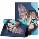 For iPad 9.7 2018 / 2017 Painted Pattern Stitching Smart Leather Tablet Case(Blue Cat) - 1