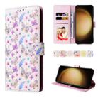 For Samsung Galaxy S24+ 5G Bronzing Painting RFID Leather Case(Pansies) - 1