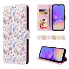 For Samsung Galaxy A05 Bronzing Painting RFID Leather Case(Pansies) - 1