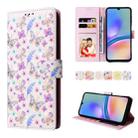 For Samsung Galaxy A05s Bronzing Painting RFID Leather Case(Pansies) - 1