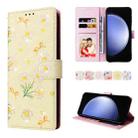 For Samsung Galaxy S23 FE 5G Bronzing Painting RFID Leather Case(Yellow Daisy) - 1