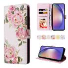For Samsung Galaxy A55 Bronzing Painting RFID Leather Case(Rose Flower) - 1