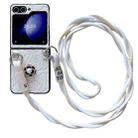 For Samsung Galaxy Z Flip4 5G Impression Camellia Pattern Protective Phone Case with Long Lanyard(White) - 1