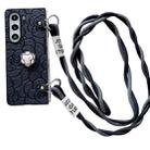 For Samsung Galaxy Z Fold5 5G Impression Camellia Pattern Protective Phone Case with Long Lanyard(Black) - 1