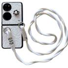 For Huawei P50 Pocket Impression Camellia Pattern Protective Phone Case with Long Lanyard(White) - 1