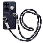 For Huawei P50 Pocket Impression Camellia Pattern Protective Phone Case with Long Lanyard(Black) - 1