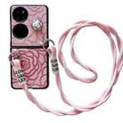 For Huawei P50 Pocket Impression Camellia Pattern Protective Phone Case with Long Lanyard(Pink) - 1