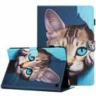 For Amazon Kindle Fire 7 2022 Painted Pattern Stitching Smart Leather Tablet Case(Blue Cat) - 1