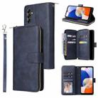 For Samsung Galaxy A15 5G 9-Card Slots Zipper Wallet Bag Leather Phone Case(Blue) - 1