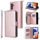 For Samsung Galaxy A15 5G 9-Card Slots Zipper Wallet Bag Leather Phone Case(Rose Gold) - 1