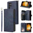 For Samsung Galaxy S24 Ultra 5G 9-Card Slots Zipper Wallet Bag Leather Phone Case(Blue) - 1