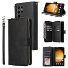 For Samsung Galaxy S24 Ultra 5G 9-Card Slots Zipper Wallet Bag Leather Phone Case(Black) - 1