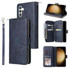 For Samsung Galaxy S24+ 5G 9-Card Slots Zipper Wallet Bag Leather Phone Case(Blue) - 1