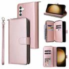 For Samsung Galaxy S24+ 5G 9-Card Slots Zipper Wallet Bag Leather Phone Case(Rose Gold) - 1