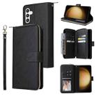 For Samsung Galaxy S24+ 5G 9-Card Slots Zipper Wallet Bag Leather Phone Case(Black) - 1