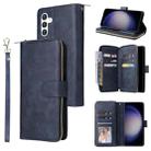 For Samsung Galaxy S24 5G 9-Card Slots Zipper Wallet Bag Leather Phone Case(Blue) - 1