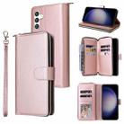For Samsung Galaxy S24 5G 9-Card Slots Zipper Wallet Bag Leather Phone Case(Rose Gold) - 1