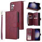 For Samsung Galaxy S24 5G 9-Card Slots Zipper Wallet Bag Leather Phone Case(Wine Red) - 1