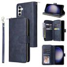 For Samsung Galaxy S23 FE 5G 9-Card Slots Zipper Wallet Bag Leather Phone Case(Blue) - 1