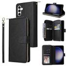 For Samsung Galaxy S23 FE 5G 9-Card Slots Zipper Wallet Bag Leather Phone Case(Black) - 1