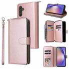 For Samsung Galaxy A55 9-Card Slots Zipper Wallet Bag Leather Phone Case(Rose Gold) - 1