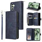 For Samsung Galaxy S24 FE 5G 9-Card Slots Zipper Wallet Bag Leather Phone Case(Blue) - 1