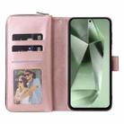 For Samsung Galaxy S24 FE 5G 9-Card Slots Zipper Wallet Bag Leather Phone Case(Rose Gold) - 3