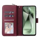 For Samsung Galaxy S24 FE 5G 9-Card Slots Zipper Wallet Bag Leather Phone Case(Wine Red) - 3