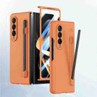 For Samsung Galaxy Z Fold4 5G Integrated Skin Feel PC Phone Case with Pen / Pen Box(Orange) - 1