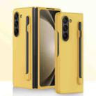 For Samsung Galaxy Z Fold5 5G Integrated Skin Feel PC Phone Case with Pen / Pen Box(Yellow) - 1