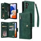For Samsung Galaxy A15 5G Rivet Buckle 9 Cards 3-Fold Wallet Leather Phone Case(Green) - 1