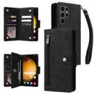 For Samsung Galaxy S24 Ultra 5G Rivet Buckle 9 Cards 3-Fold Wallet Leather Phone Case(Black) - 1