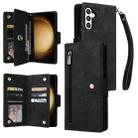 For Samsung Galaxy S24+ 5G Rivet Buckle 9 Cards 3-Fold Wallet Leather Phone Case(Black) - 1