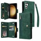 For Samsung Galaxy S24+ 5G Rivet Buckle 9 Cards 3-Fold Wallet Leather Phone Case(Green) - 1