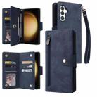 For Samsung Galaxy S24+ 5G Rivet Buckle 9 Cards 3-Fold Wallet Leather Phone Case(Blue) - 1