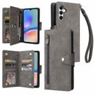 For Samsung Galaxy A05s Rivet Buckle 9 Cards 3-Fold Wallet Leather Phone Case(Grey) - 1
