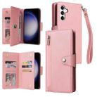 For Samsung Galaxy S23 FE 5G Rivet Buckle 9 Cards 3-Fold Wallet Leather Phone Case(Rose Gold) - 1