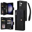 For Samsung Galaxy S23 FE 5G Rivet Buckle 9 Cards 3-Fold Wallet Leather Phone Case(Black) - 1