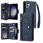 For Samsung Galaxy S23 FE 5G Rivet Buckle 9 Cards 3-Fold Wallet Leather Phone Case(Blue) - 1