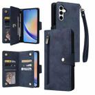 For Samsung Galaxy A35 5G Rivet Buckle 9 Cards 3-Fold Wallet Leather Phone Case(Blue) - 1