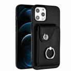 For iPhone 12 Pro Max Organ Card Bag Ring Holder Phone Case(Black) - 1