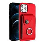 For iPhone 12 Pro Max Organ Card Bag Ring Holder Phone Case(Red) - 1