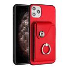 For iPhone 11 Pro Max Organ Card Bag Ring Holder Phone Case(Red) - 1