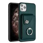For iPhone 11 Pro Organ Card Bag Ring Holder Phone Case(Green) - 1