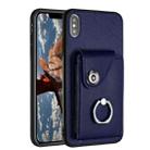 For iPhone X / XS Organ Card Bag Ring Holder Phone Case(Blue) - 1
